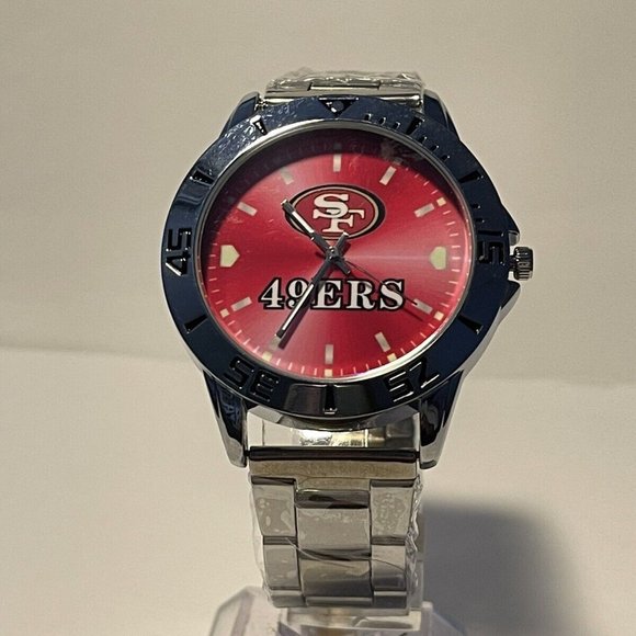 SAN FRANCISCO 49ERS NFL Team Logo Men's Stainless-Steel Silver Analog Watch NEW - Picture 11 of 11